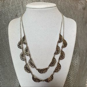 Unique Silver Multi-Strand Tribal Medallion Coin Statement Necklace